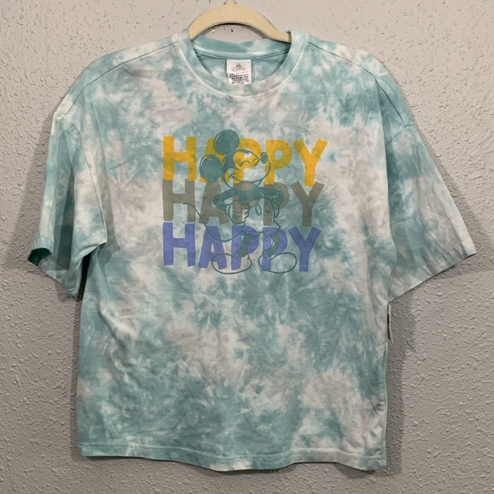 Disney Parks “Happy Happy Happy” Mickey Mouse Tie Dye NWT Kids Tee size 11/12